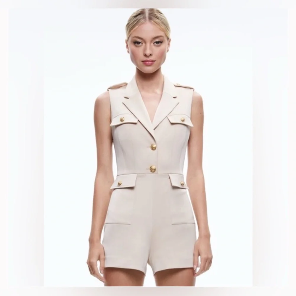 NWT Alice + Olivia Phillis Utility Sleeveless Romper - Size 12